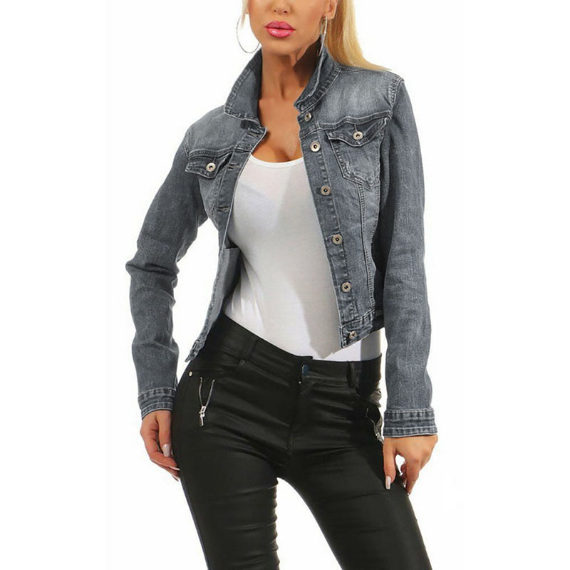 Women's denim jacket stretch denim jacket