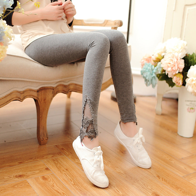 XS-7XL Leggings Women Cotton Lace Decoration Leggings 2021 Leggins Plus Size Long Leggings