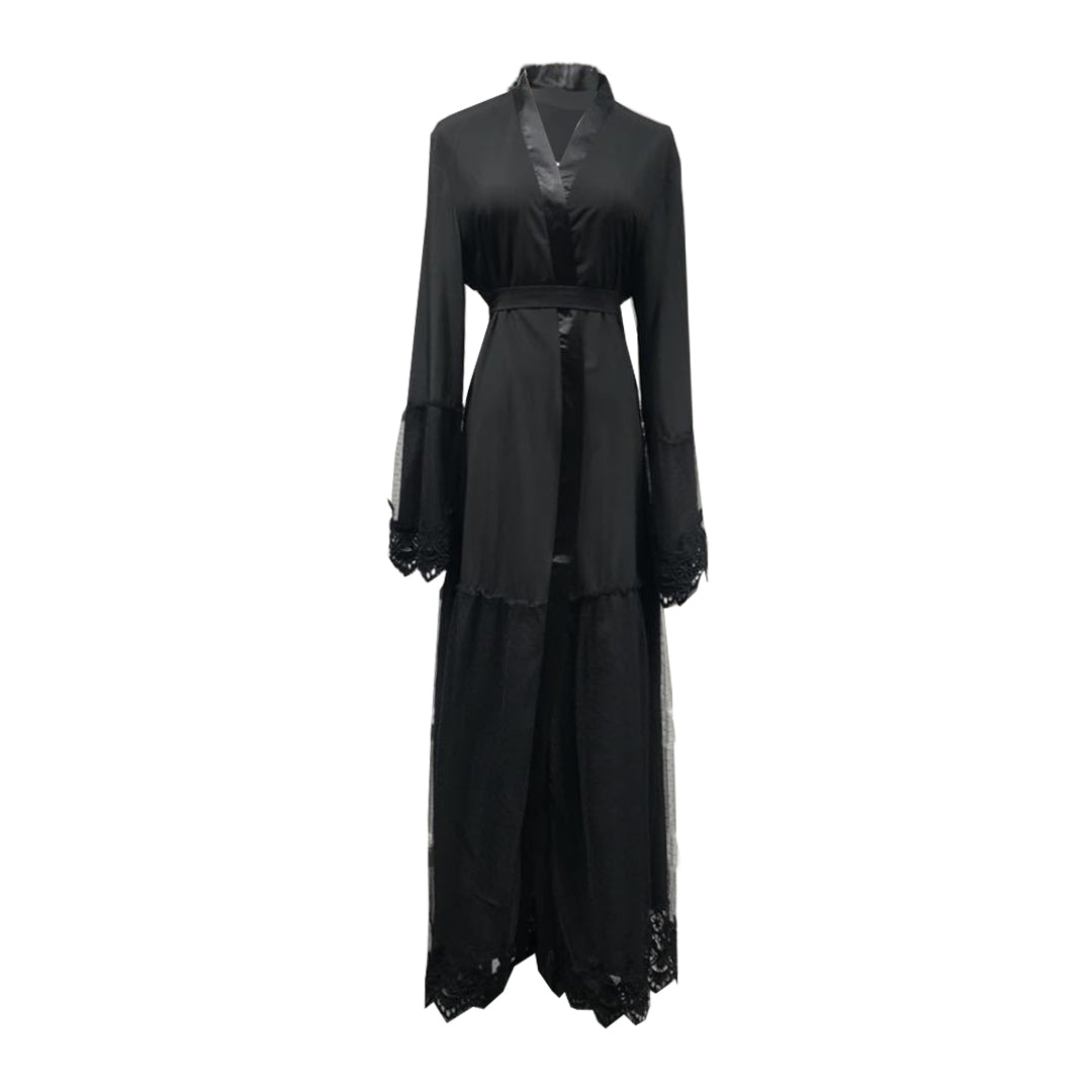 Dubai Women Robe Lace Open Abaya Malaysian National Style Dubai Robe Cardigan