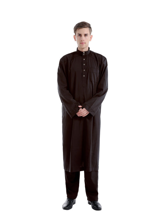 Muslim Two-piece Solid Color Men's Robe