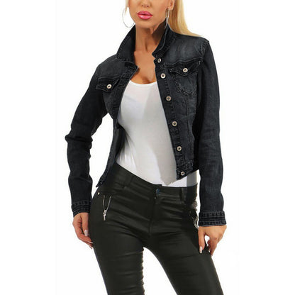 Women's denim jacket stretch denim jacket