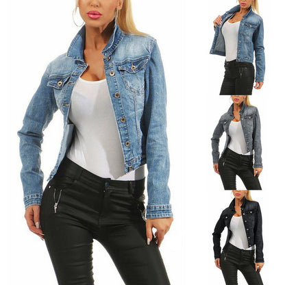 Women's denim jacket stretch denim jacket