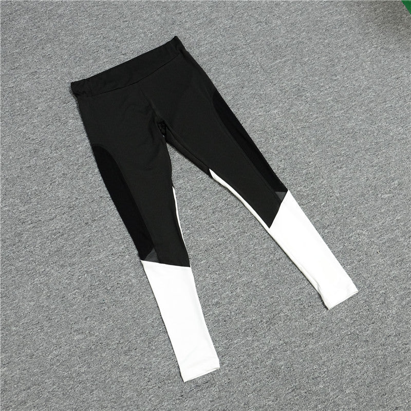 black and white high waist tummy control workout leggings